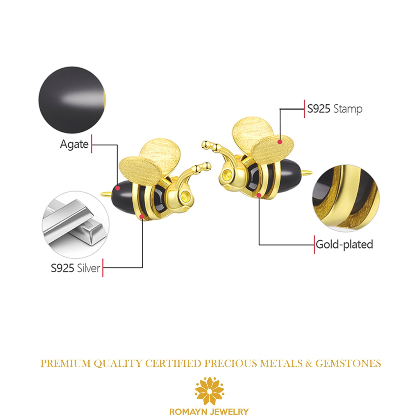 Mini Honey Bee Earrings