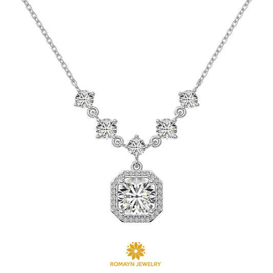 Cubic Zirconia Halo Wedding Necklace