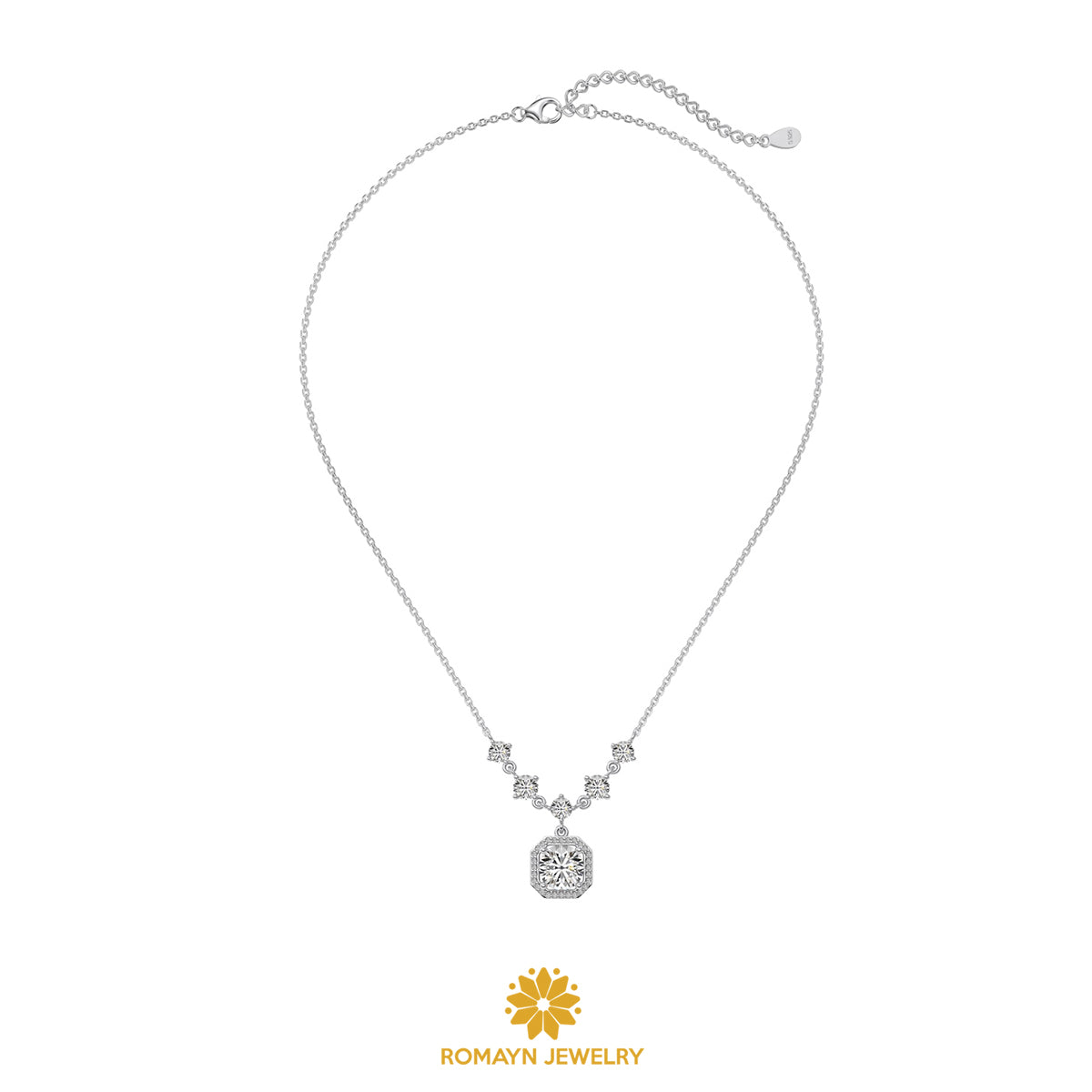 Cubic Zirconia Halo Wedding Necklace