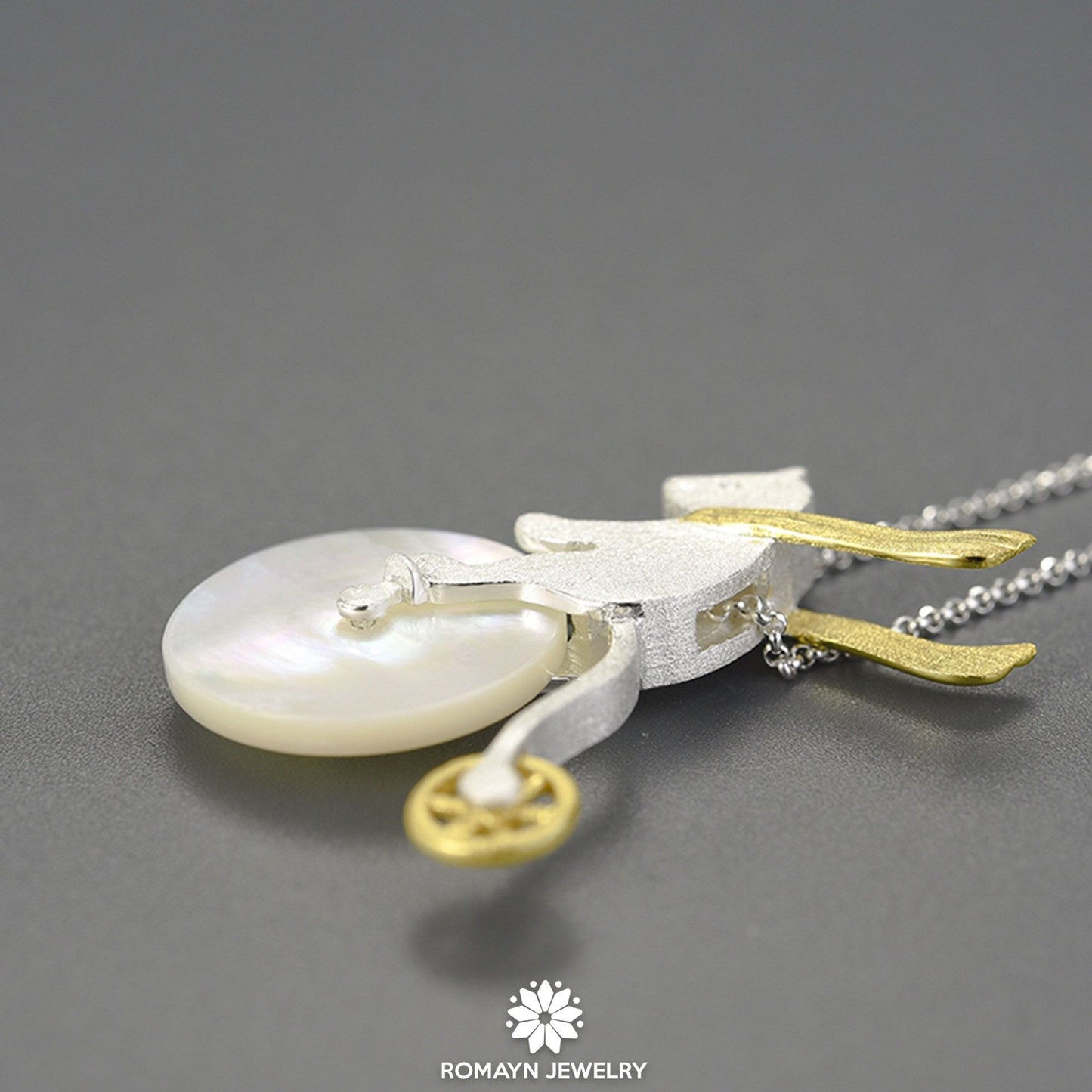 Bicycle Riding Bear Necklace
