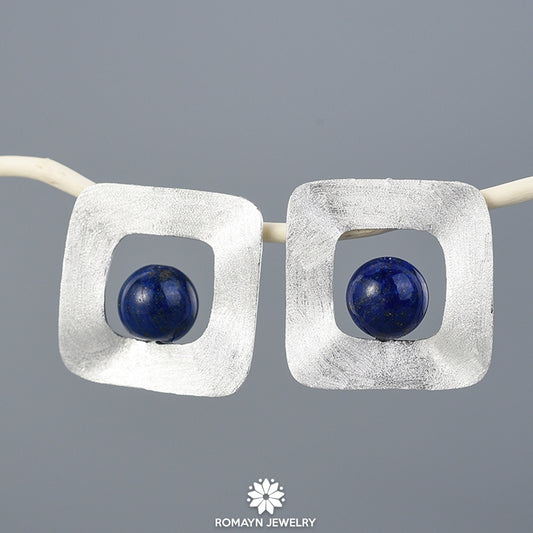 Uneven Lapis Lazuli Earrings