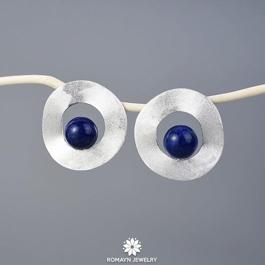 Uneven Lapis Lazuli Earrings