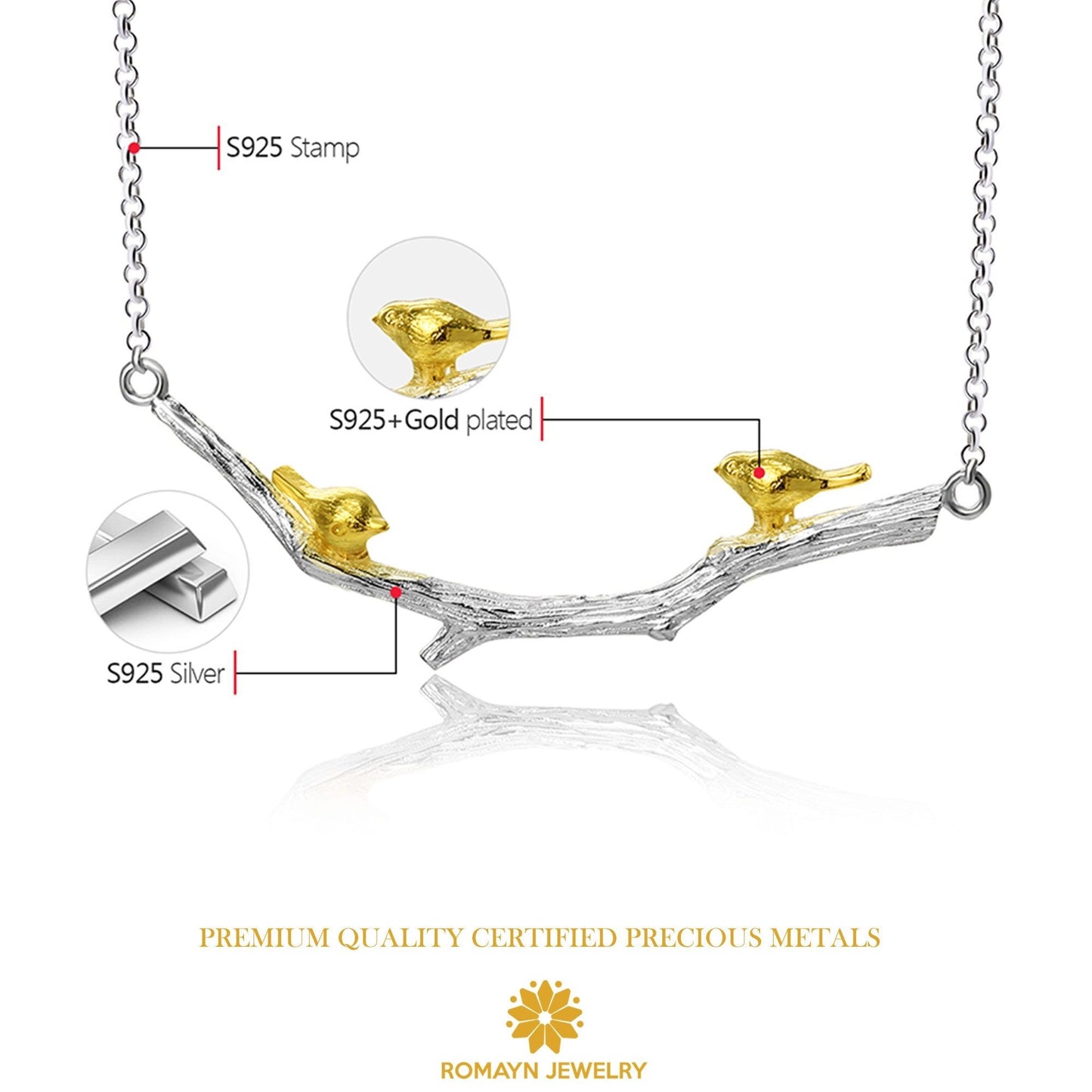 Birds on Branch Necklace