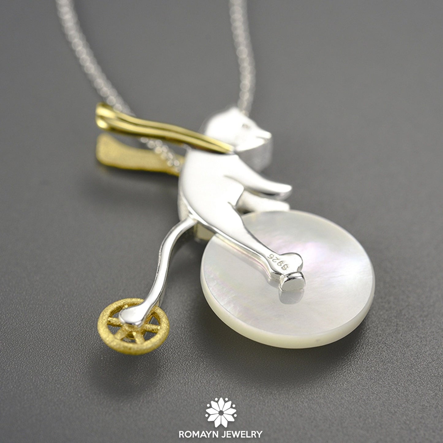 Bicycle Riding Bear Necklace