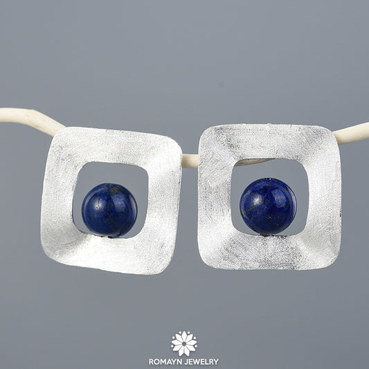 Uneven Lapis Lazuli Earrings
