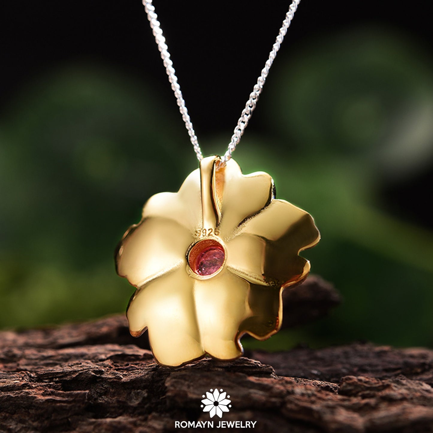 Peony Flower Yellow Tourmaline Gemstone Necklace