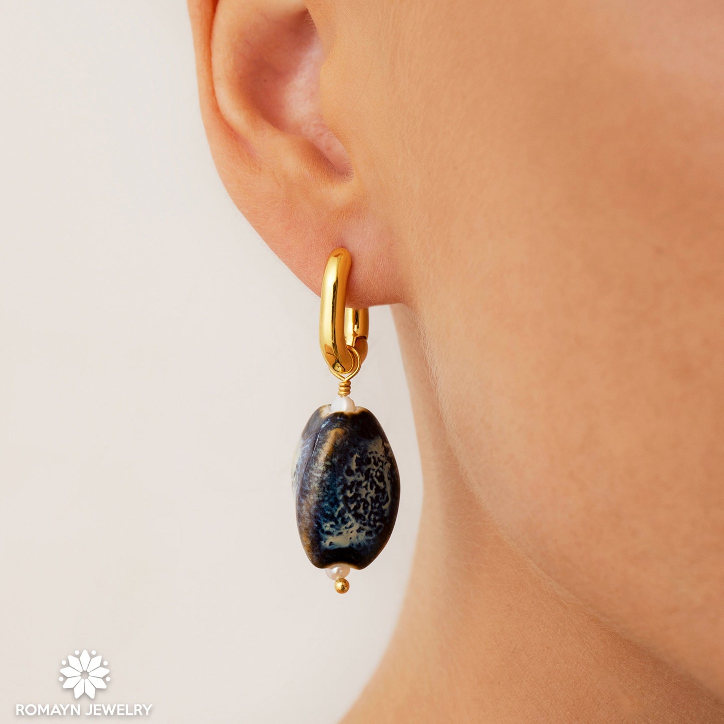 Ceramic Gold Earrings