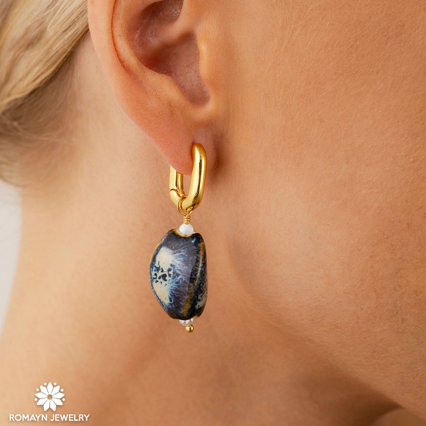 Ceramic Gold Earrings