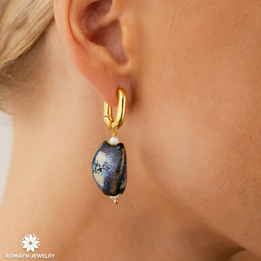 Ceramic Gold Earrings