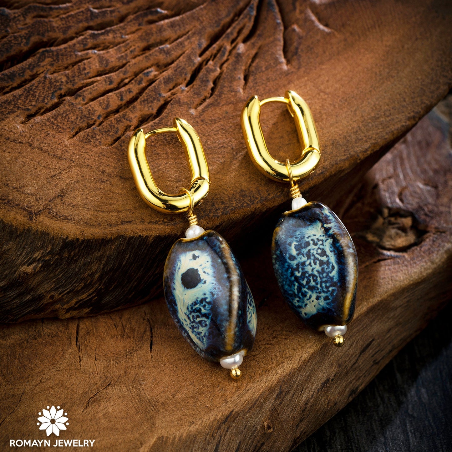 Ceramic Gold Earrings