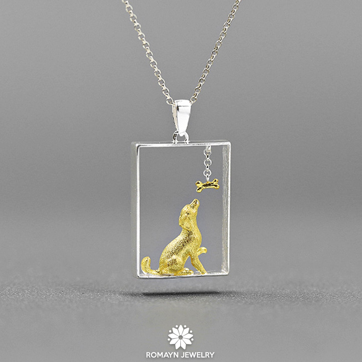 Dog and Moving Bone Necklace