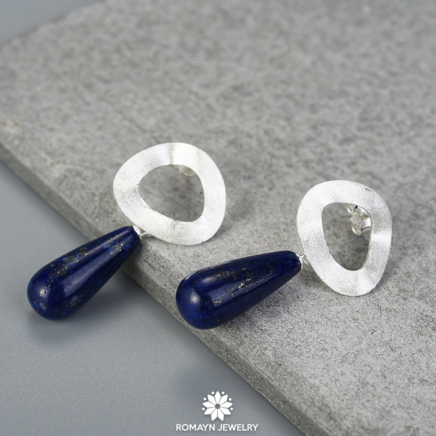 Uneven Lapis Lazuli Earrings