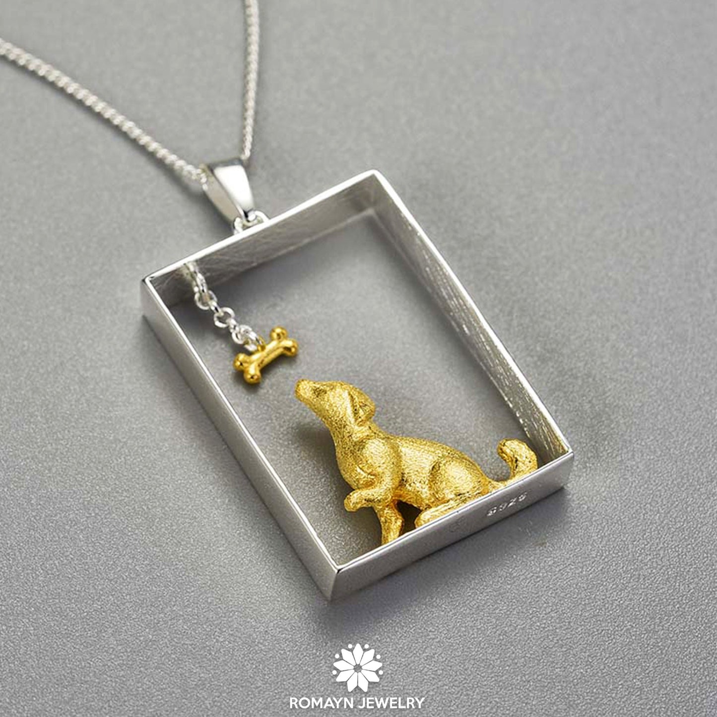 Dog and Moving Bone Necklace
