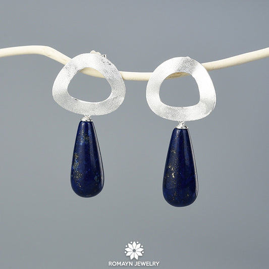 Uneven Lapis Lazuli Earrings