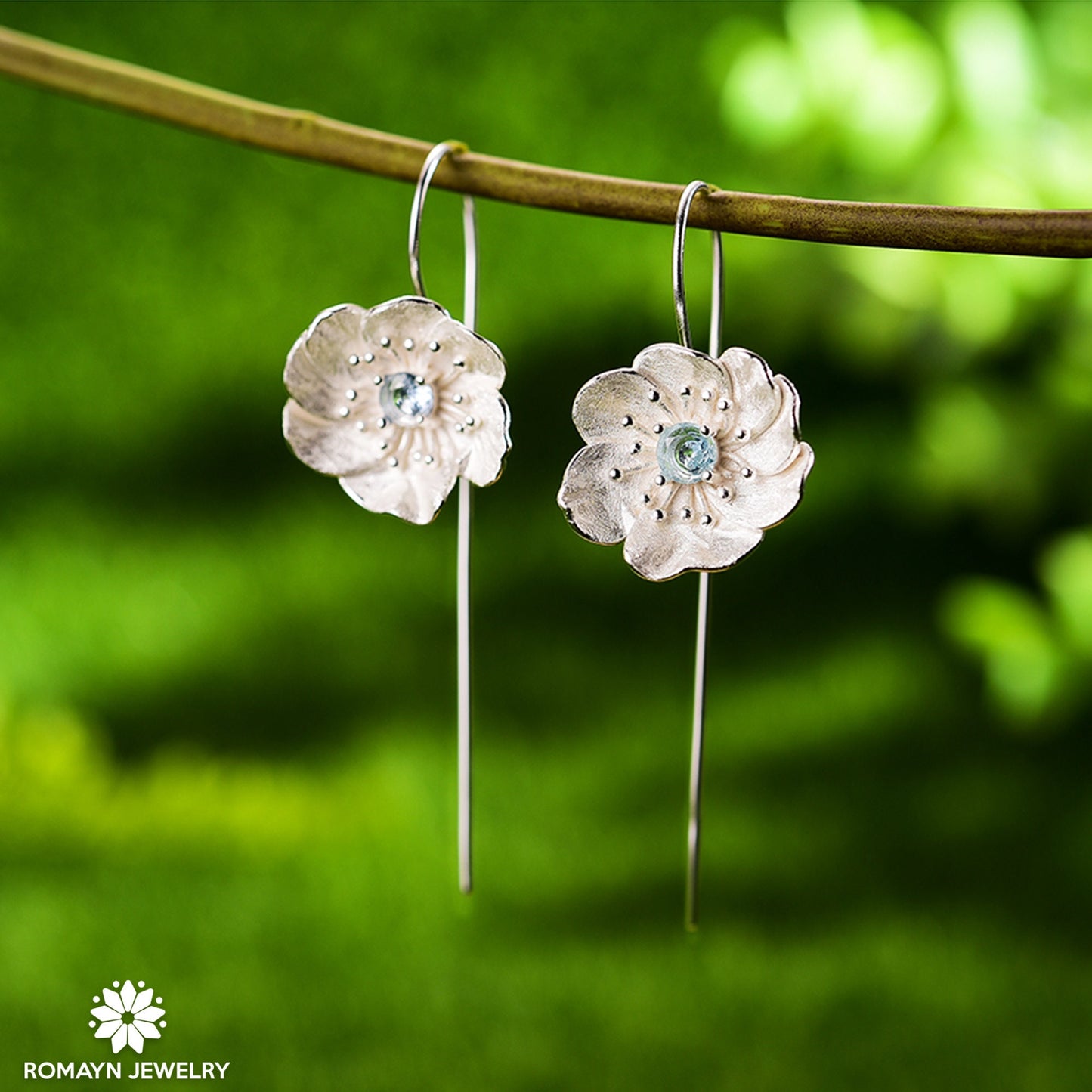 Anemone Flower Topaz Earrings