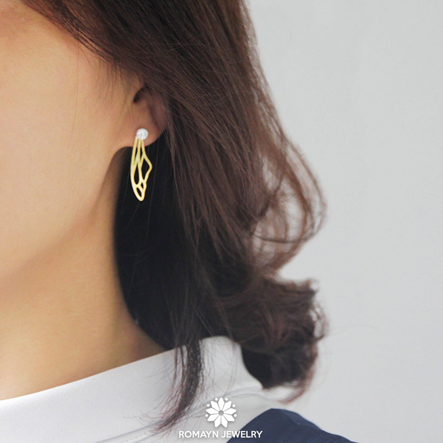 Bee Wing Earrings, 2 in 1 Stud Dangle Earrings