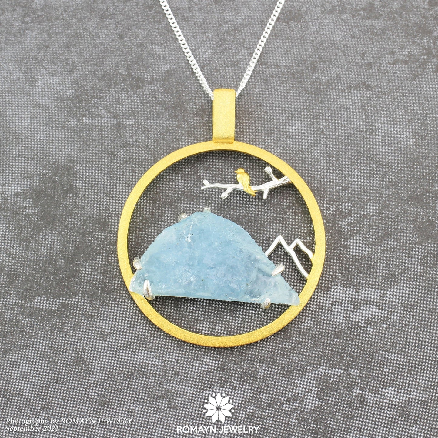 Bird and Mountain Necklace