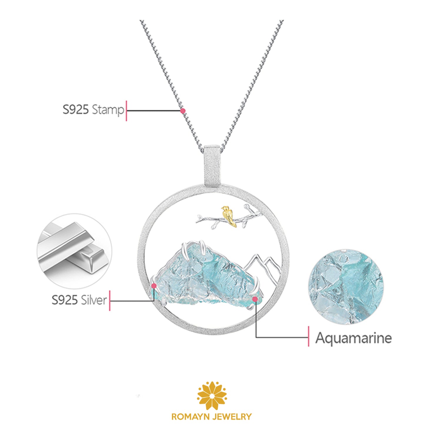 Bird and Mountain Necklace