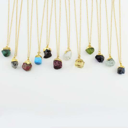 Raw Birthstone Earrings Necklace, Wholesale Price