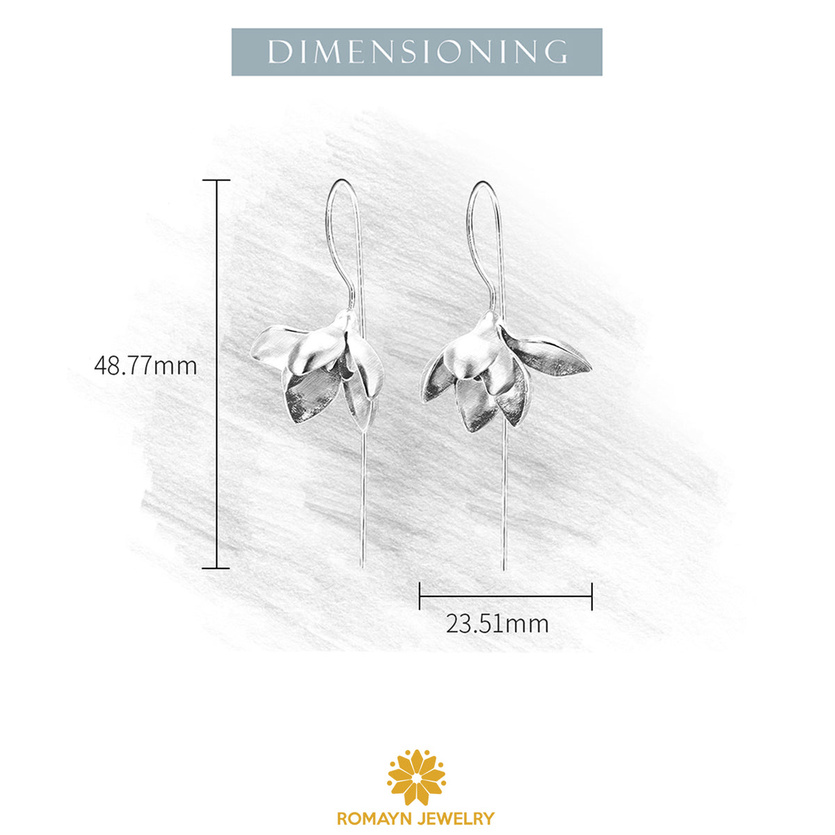 Gold Magnolia Flower Earrings (Large Size)