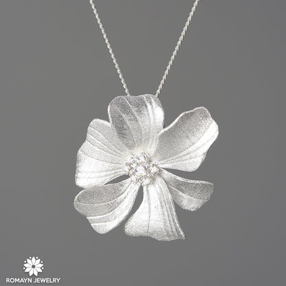 Peony Flower Silver Earrings