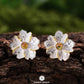 Peony Flower Leaf Yellow Tourmaline Ring