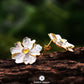 Peony Flower Yellow Tourmaline Gemstone Earrings