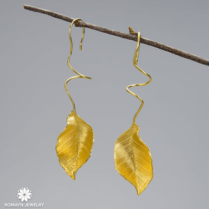 Beech Leaf Dangle Earrings