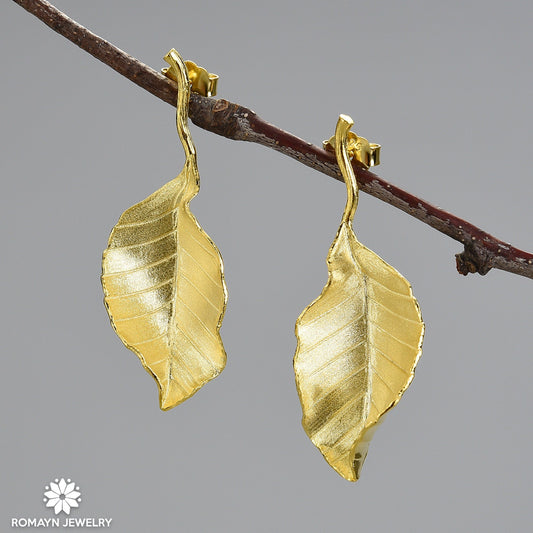 Beech Leaf Stud Earrings