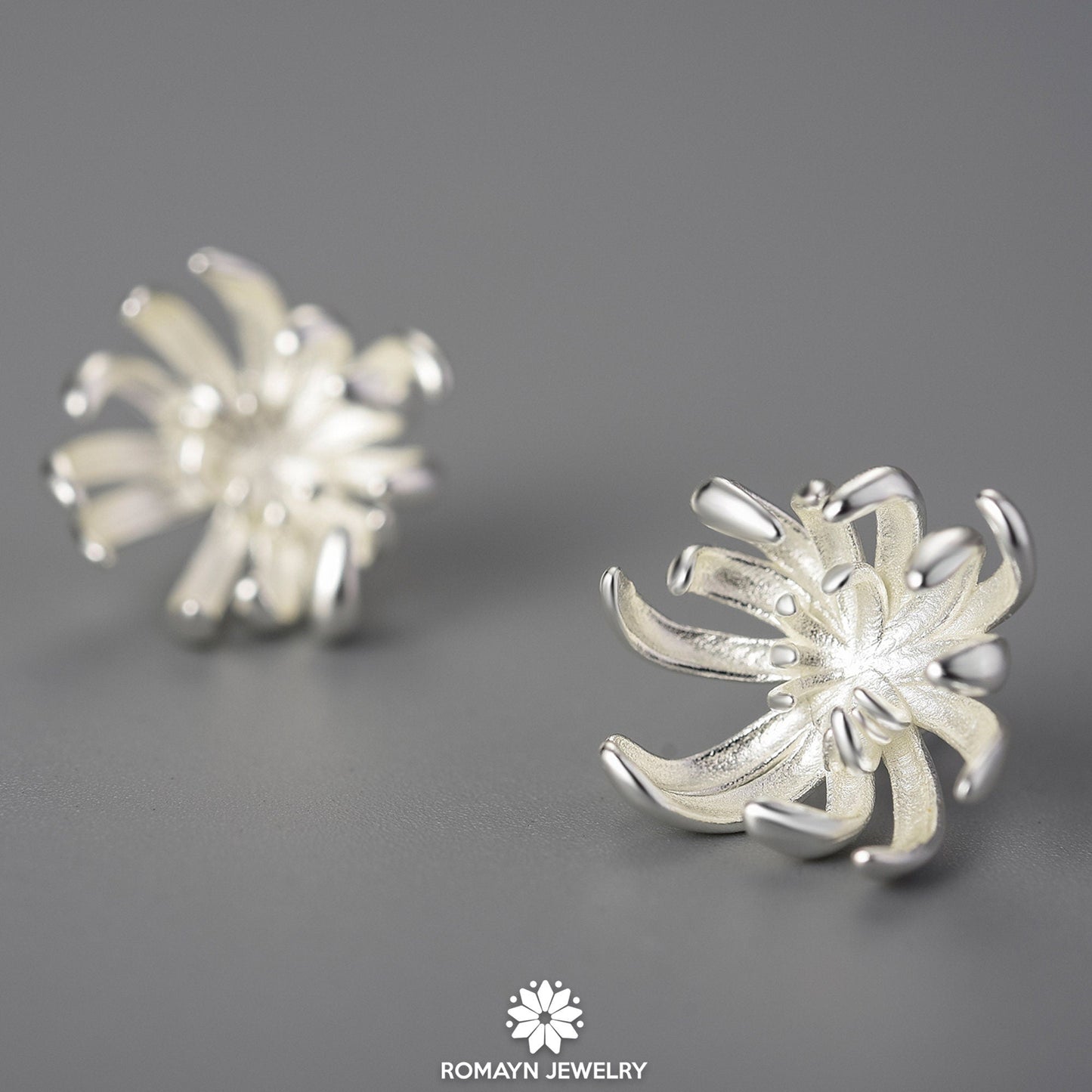 Chrysanthemum Flower Stud Earrings