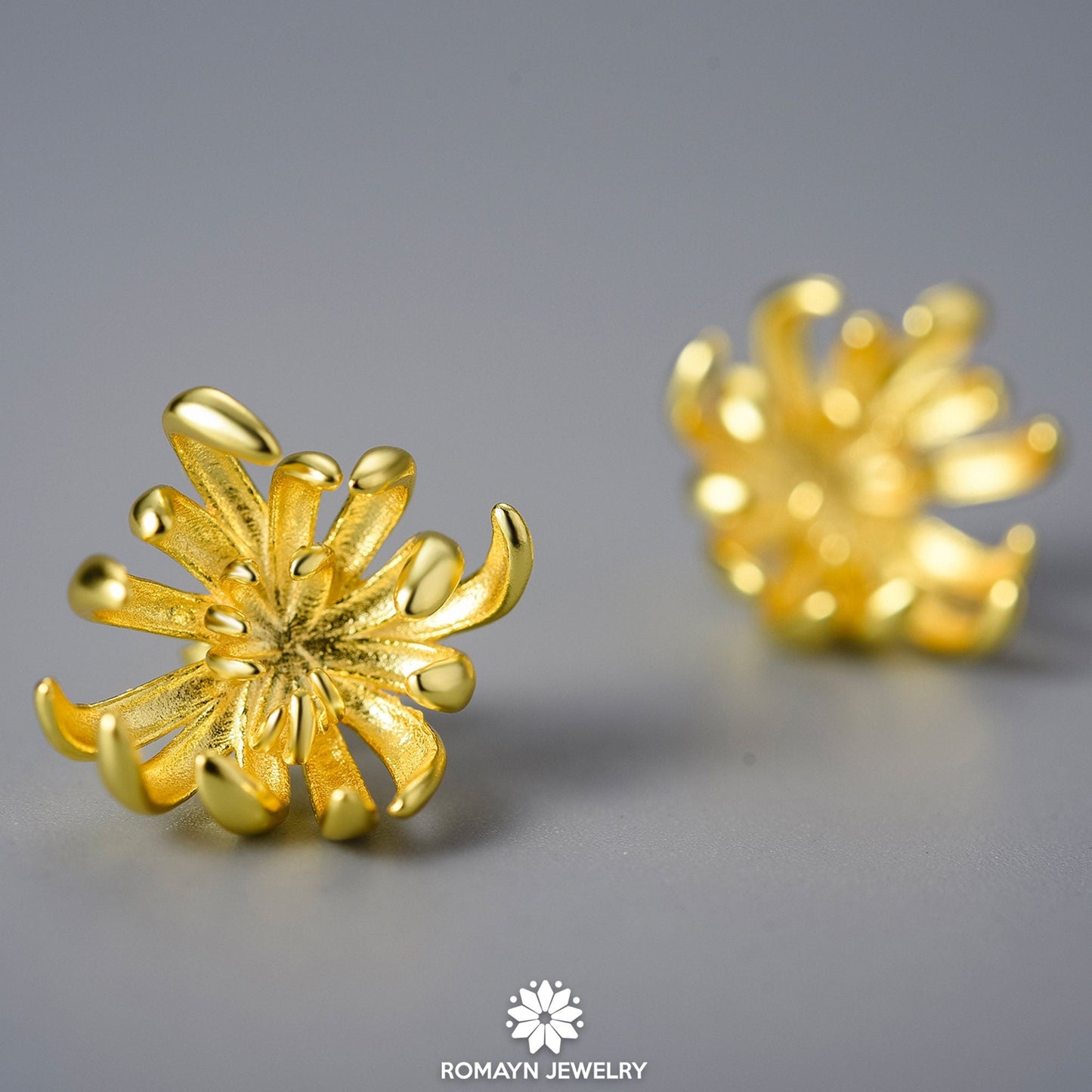 Chrysanthemum Flower Stud Earrings