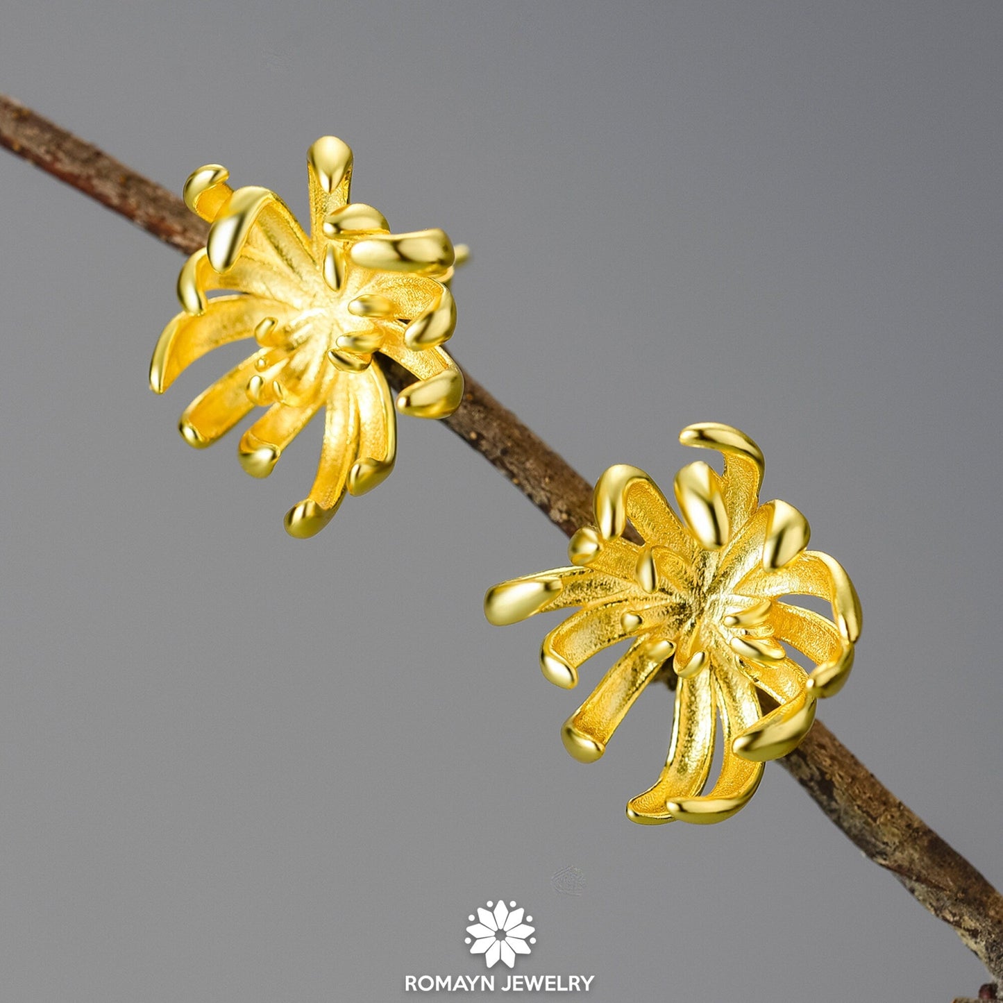 Chrysanthemum Flower Stud Earrings