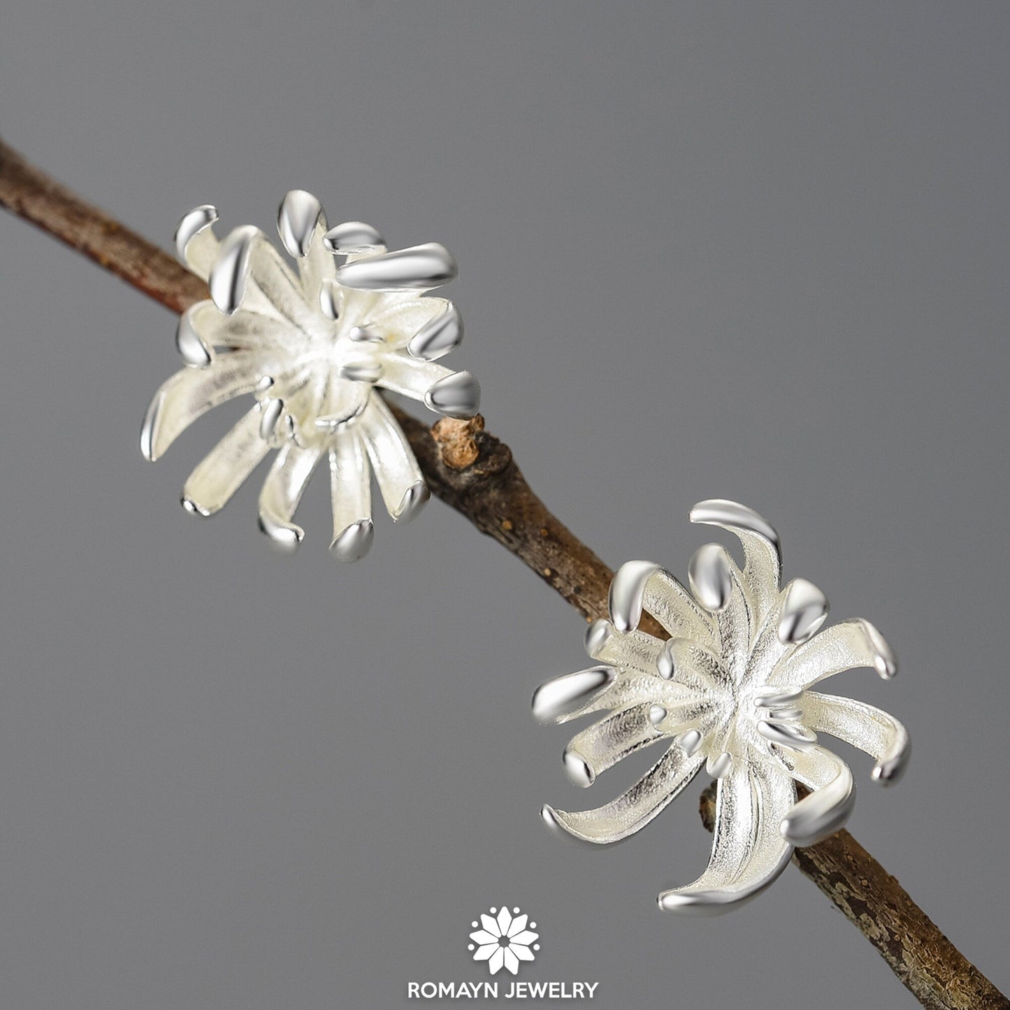 Chrysanthemum Flower Stud Earrings