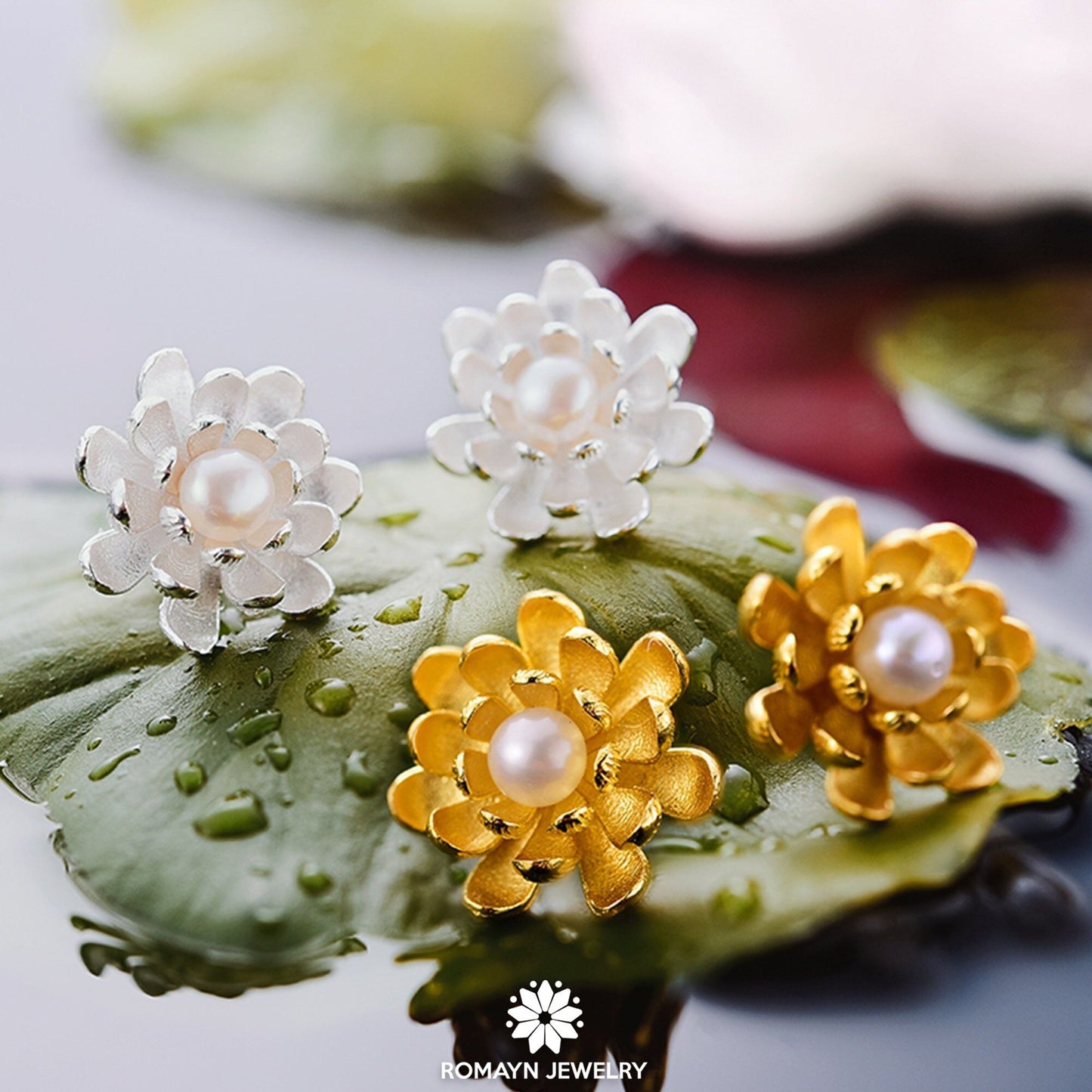 Blooming Lotus Flower Earrings