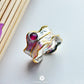 Peony Flower Leaf Pink Tourmaline Ring