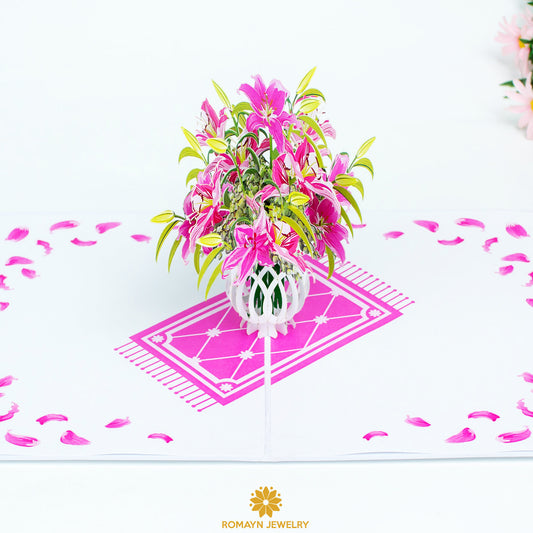 Pink Lily Vase Card