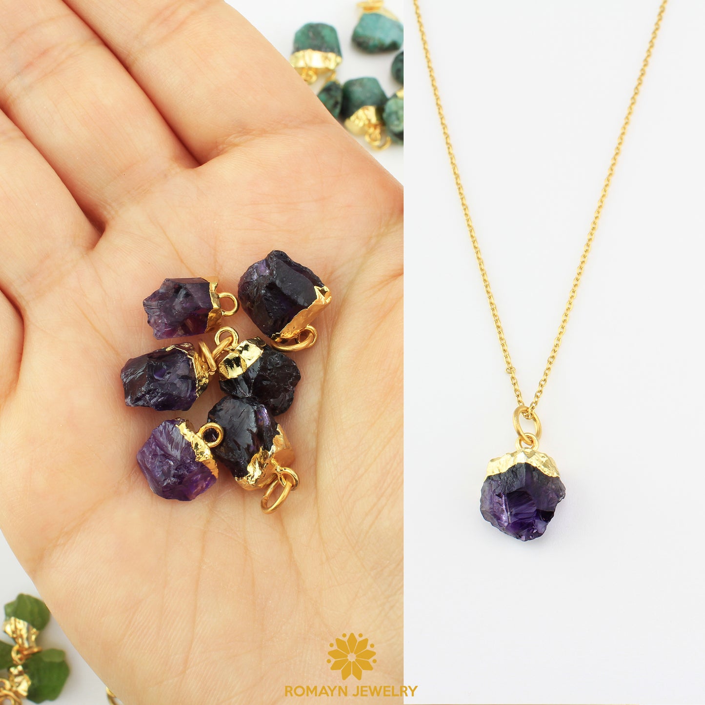 Raw Birthstone Earrings Necklace, Wholesale Price