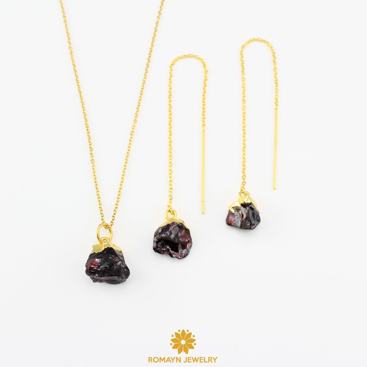 Raw Birthstone Earrings Necklace, Wholesale Price