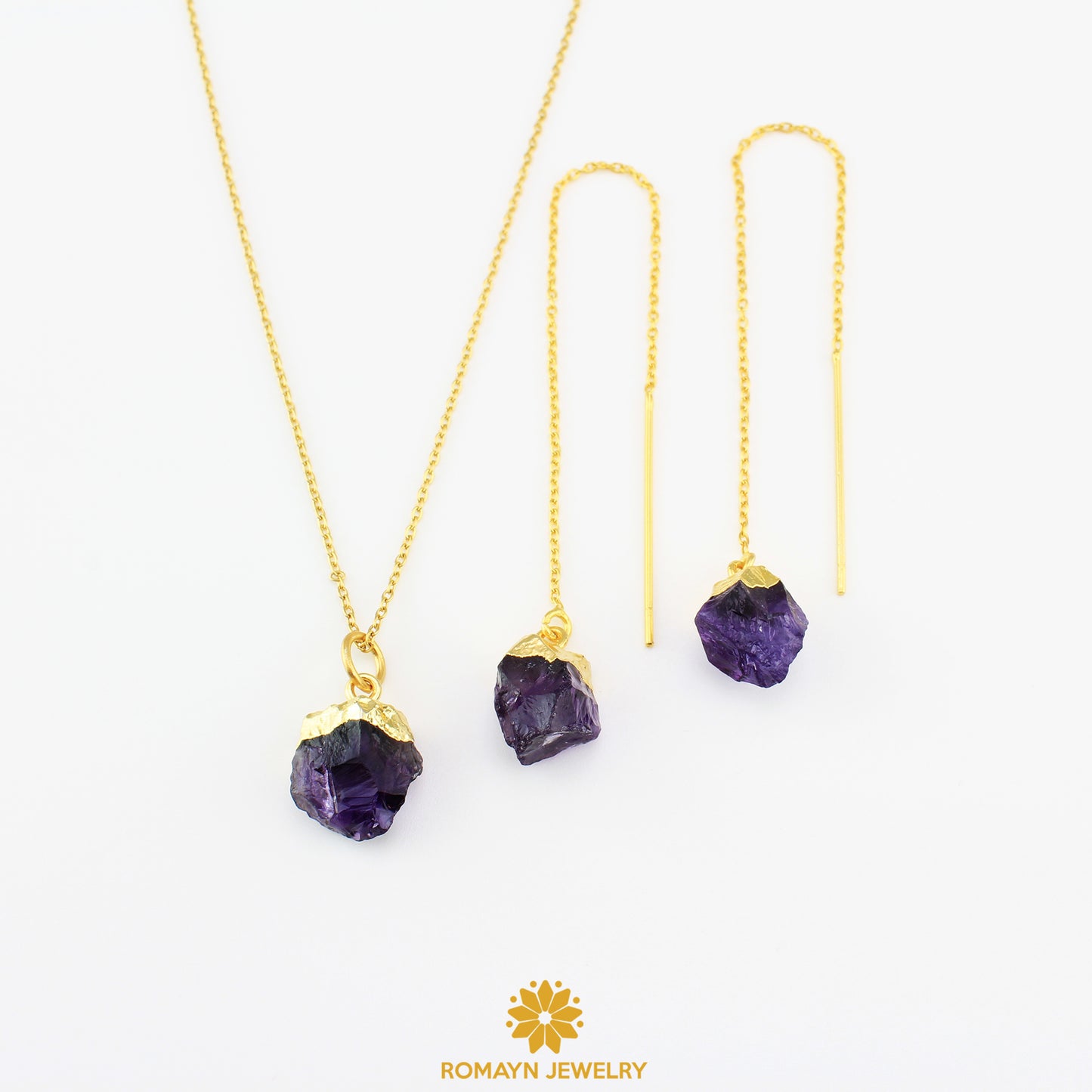 Raw Birthstone Earrings Necklace, Wholesale Price