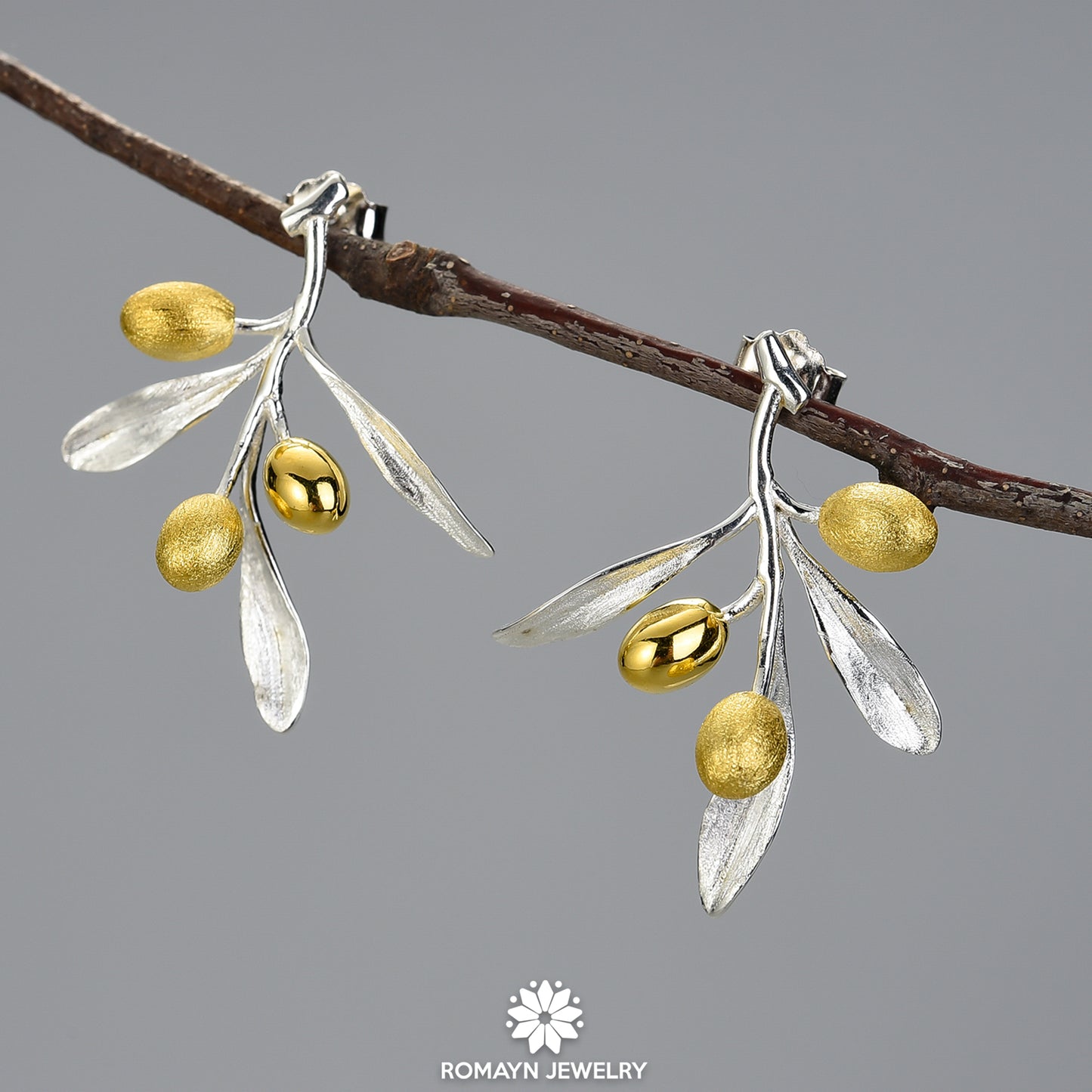 Olive Leaves Branch Fruits Necklace