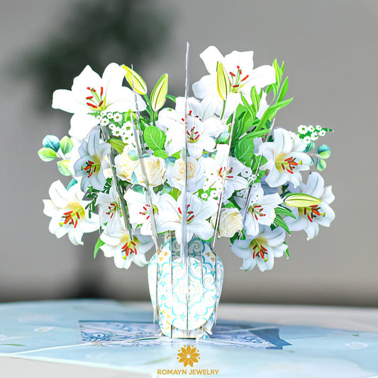 White Lily Vase Card