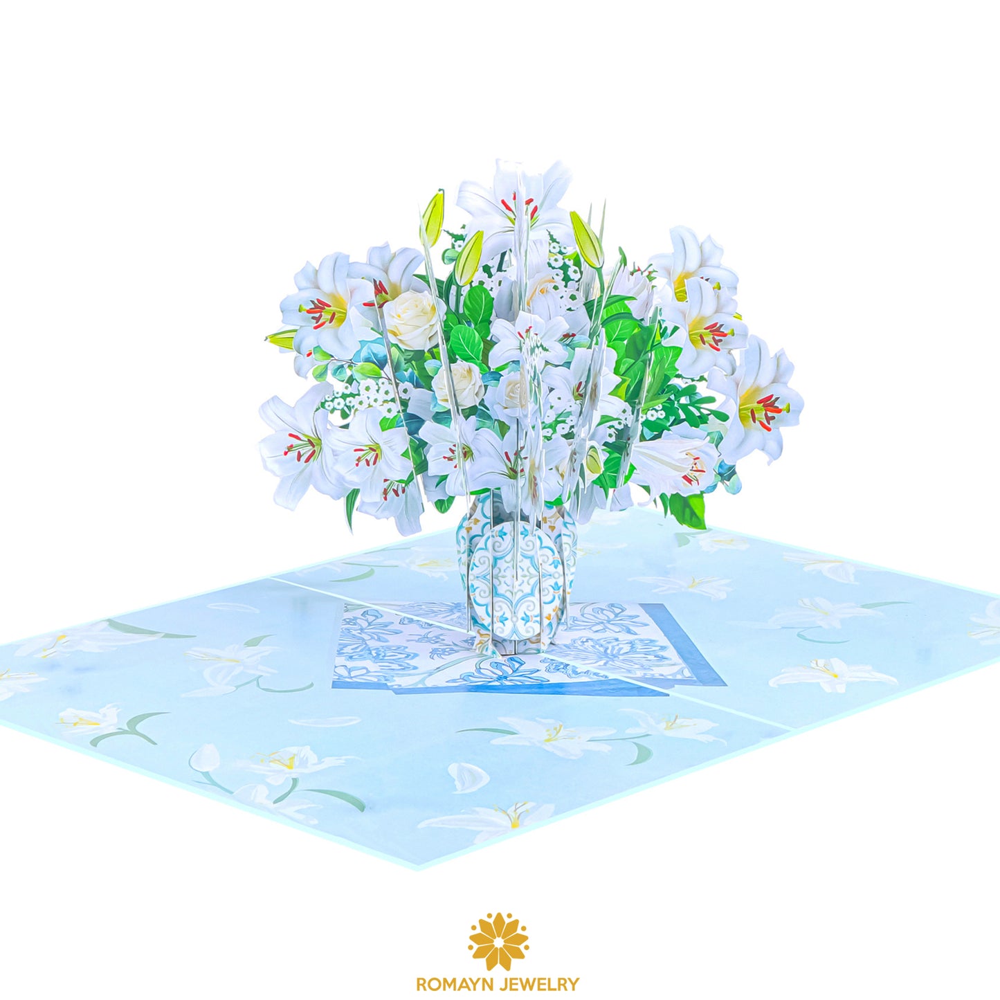 White Lily Vase Card