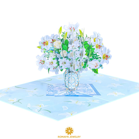 White Lily Vase Card