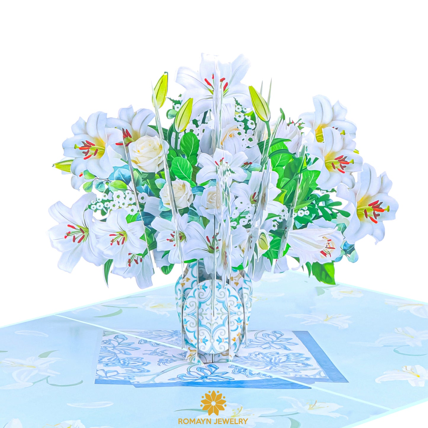 White Lily Vase Card