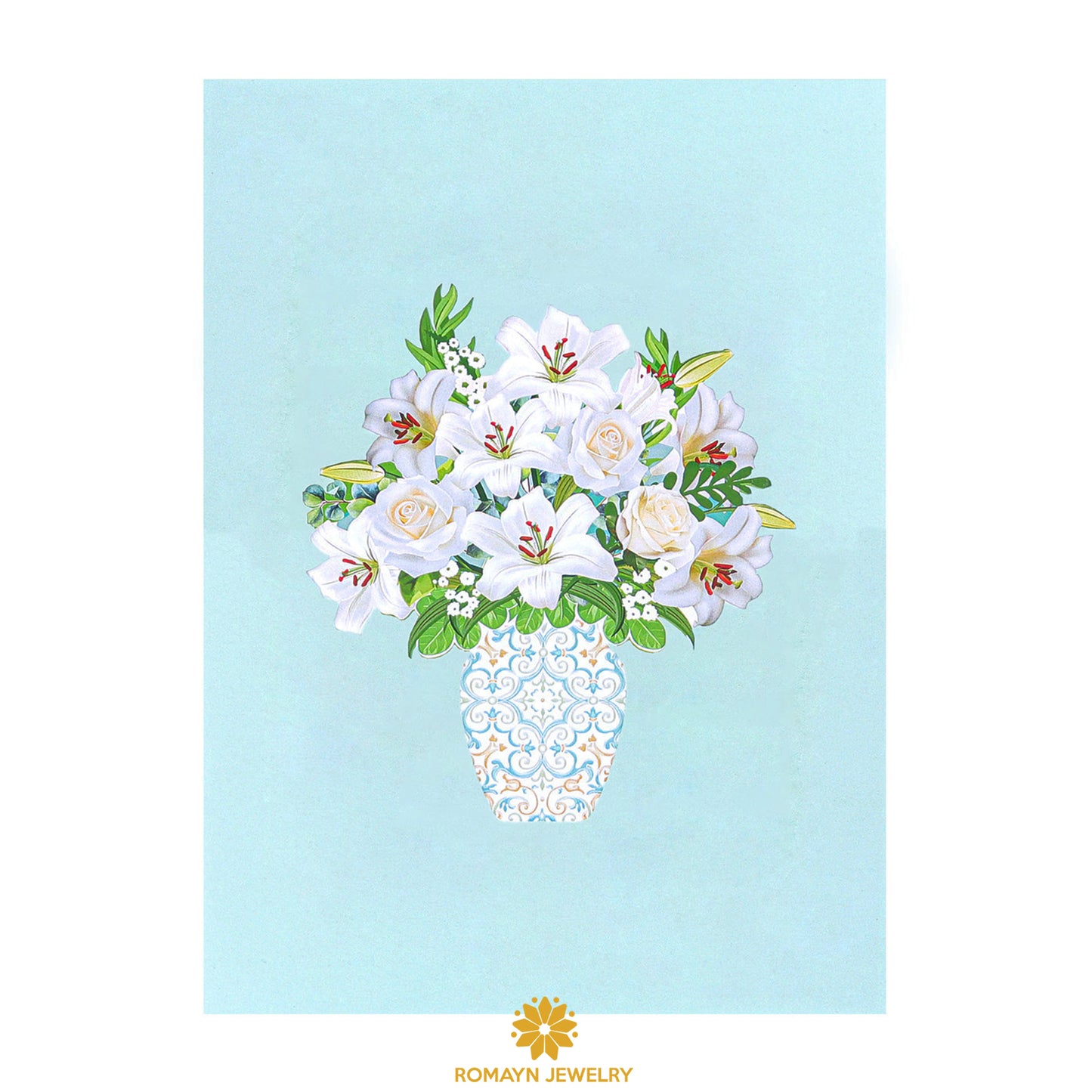 White Lily Vase Card