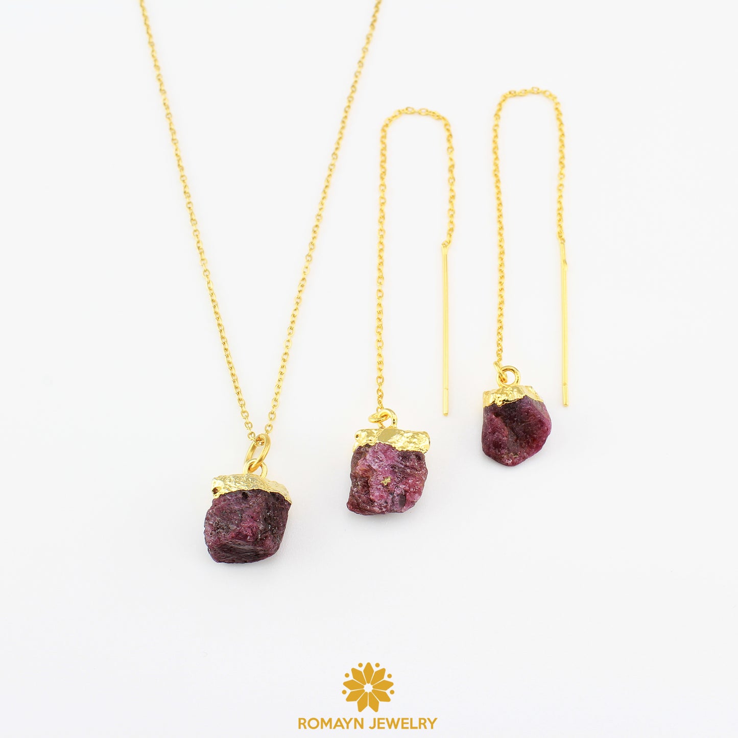 Raw Birthstone Earrings Necklace, Wholesale Price