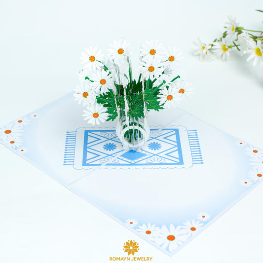 White Daisy Vase Card