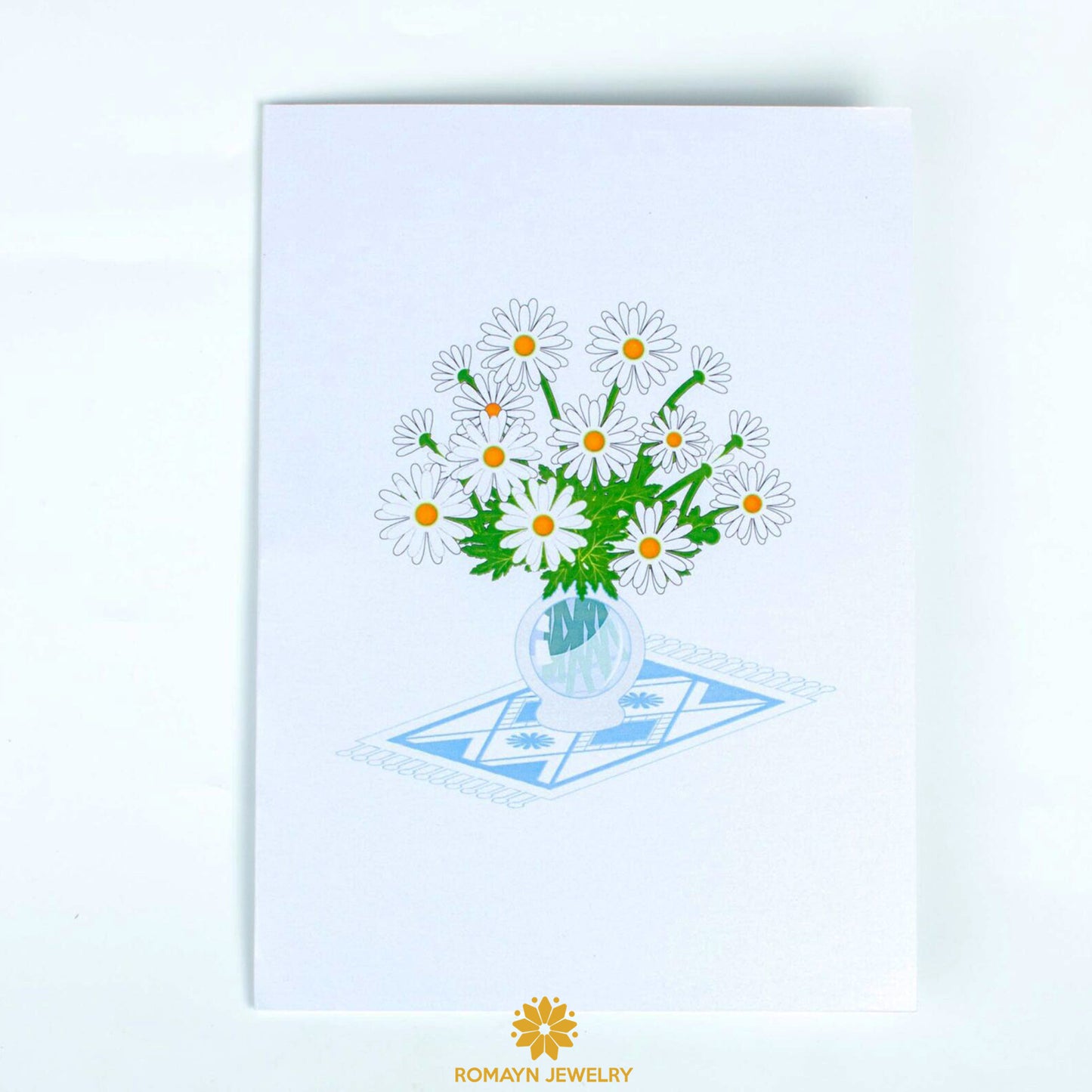 White Daisy Vase Card