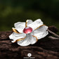Peony Flower Pink Tourmaline Gemstone Necklace
