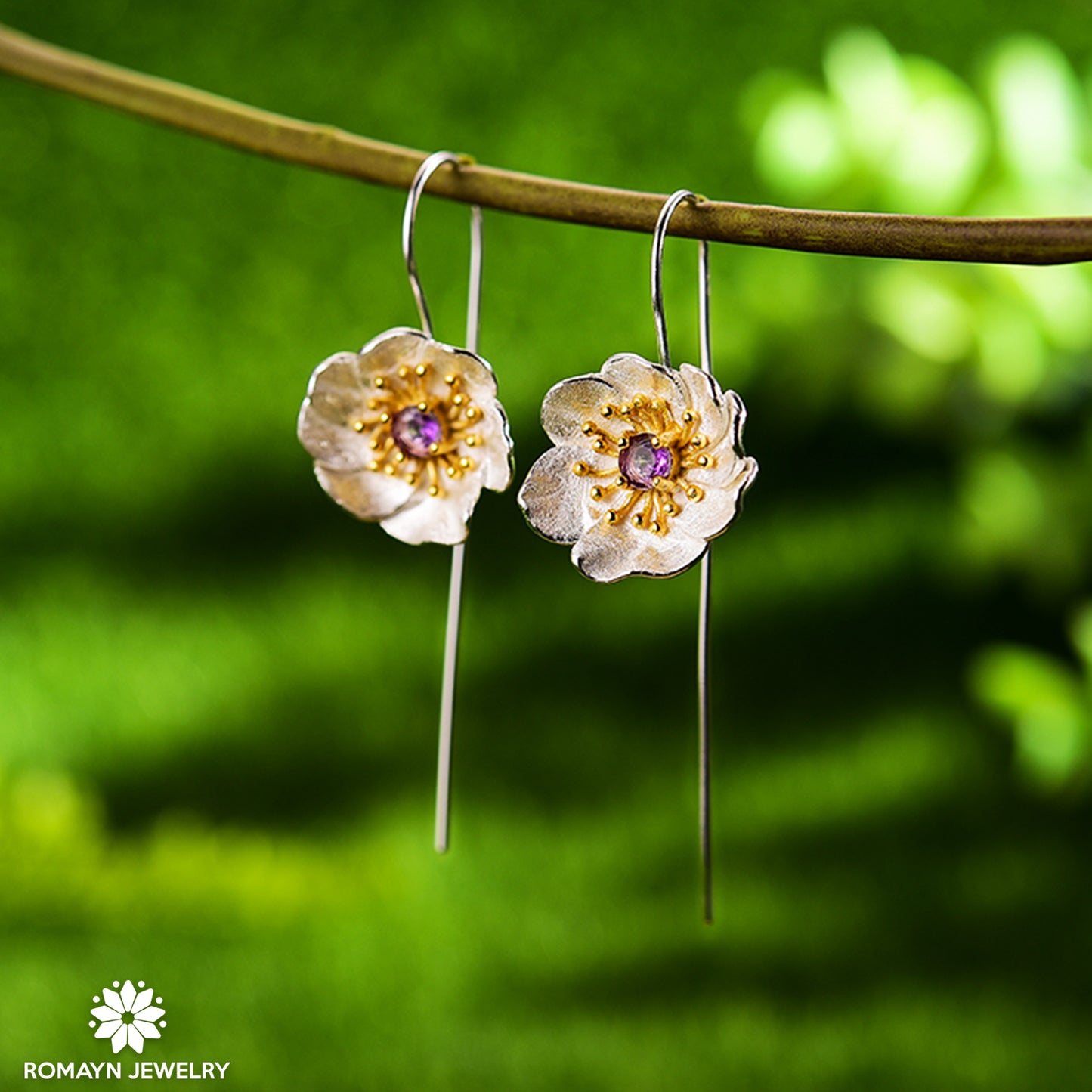 Anemone Flower Amethyst Necklace